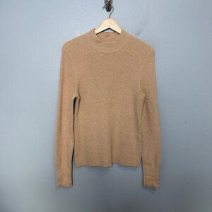 LUNYA cotton & silk blend pullover sweater in tan size M